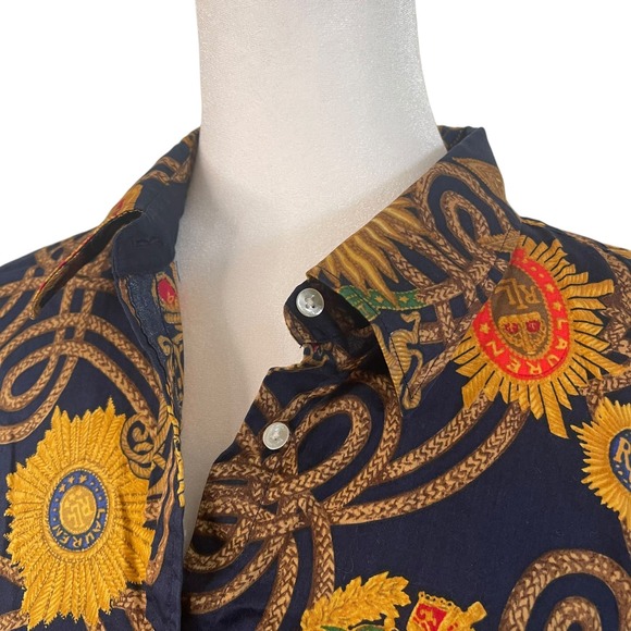Lauren Ralph Lauren Women's collared shirt with rope and gold medallion design - Picture 2 of 9